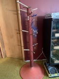 Wood stand with metal base, windchimes