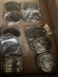 Hesston National Finals Rodeo standard size collector belt buckles - various years 1970s and 1980s,