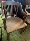 Wood chairs, non matching; swivel chair on rollers