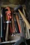 Hand tools - pipe wrench, adjustable pliers, crow bar, claw hammer, ball peen hammers