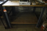 Wood and steel bench, approx. 32