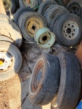 (17) used tires on metal rims; (1) metal rim; various sizes; some matching