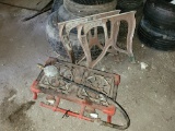 North Star Foundry Minneapolis Minnesota cast iron table legs (2), red cast/metal gas burner