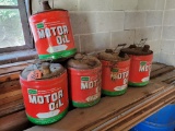 (5) metal Farm-Oyl motor oil cans; all empty
