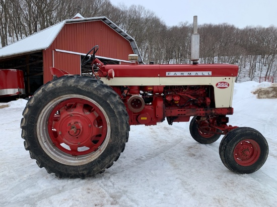 Farmall 560 Diesel, wide front, belt pulley, fast hitch, owner states “approximately 5,800 hours - h