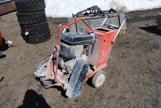 Concrete Walk-behind saw, 11HP engine, 14" blade on saw, can go up to 18" water tank, owner states i