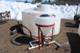 1,300 Gallon Poly Tank with cone tank & pump
