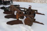 International 3-Bottom Plow with coulters, fast hitch, rear tail wheel is broke