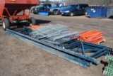 Pallet Racking including 4 uprights which are 8' tall (one leg bent), 18+/- cross bars 8' long, 9+/-