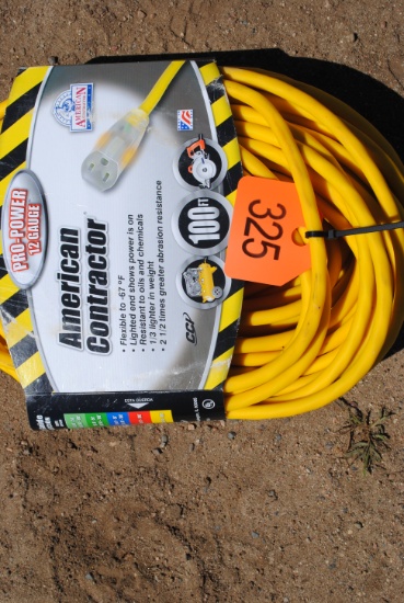 100' 12-Gauge electrical cord, new