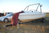 1978 Nordic Crestliner on trailer, has Chevy 350 engine with maybe 50 hours, no battery, was winteri