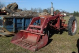 Farmall 'H' tractor, narrow front, hydraulic loader with trip bucket, 540 pto, 6.00-16 fronts, 11.2-