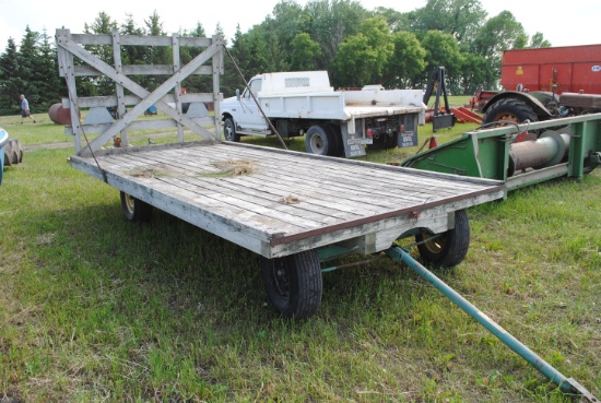 16'x8' Hay rack on 4-wheel running gear, rear hitch