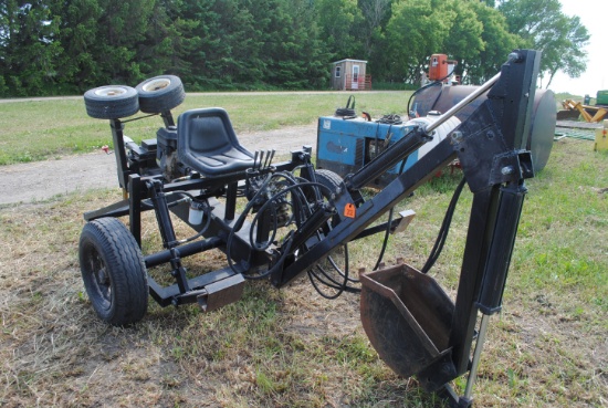 Self-contained Backhoe with Briggs & Stratton 5.5HP motor on trailer, Bucket is 10.5" wide inside by