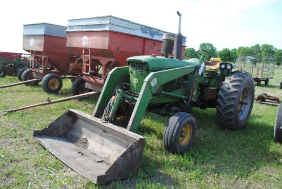John Deere 4020 diesel tractor, wide front, with John Deere 48 loader, Synchro shift, 2 hydraulics,