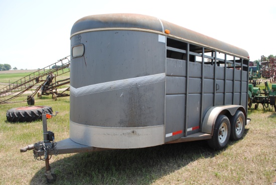 2001 S&S Bumper Pull Livestock Trailer, 16', center gate, side access door, rear gate with slider, 2