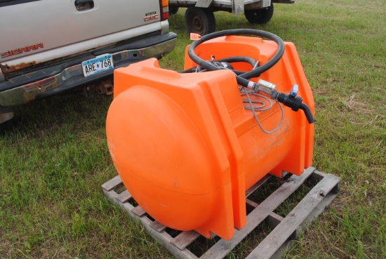 FarmPak CS 250-gallon tank, used for chemical, has meter & 12-volt pump, owner states it works