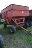 J&M Gravity Box on Kewanee #47 running gear, approximately 200+/- bushels, spring loaded pole