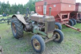 John Deere 'AR' tractor, wide front, fenders, loose but does not run, 14.9-26 weather checked rears,