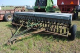 John Deere 12' Grain drill with grass seeder, set up for hydraulic lift, no cylinder, missing some d