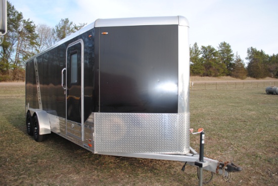**T** 2018 Legend Enclosed All Aluminum Trailer, 18' with 3' V, side door with screen door, 6' wide,