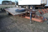 **T** 1984 Homemade Trailer, 20' on floor plus 4' beaver tail, 8' wide, tandem axle, ramps, spare ti