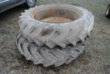Pair of Firestones 12-38 w/rims, 8- bolt rims, off International 686