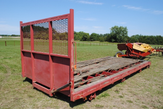 18'x102" Truck Flatbed with headache rack, stake pockets, rub rail, lumber roller on back, strap win