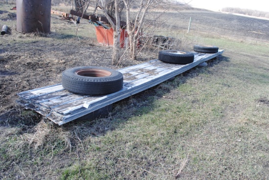 Steel Roofing Sheets off of pole barn, approx. 45 sheets up to 29' long (sells as one lot)
