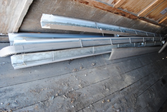 Misc. Gutters, Downspouts & Corner Flashing, stored inside livestock trailer (sells as one lot)