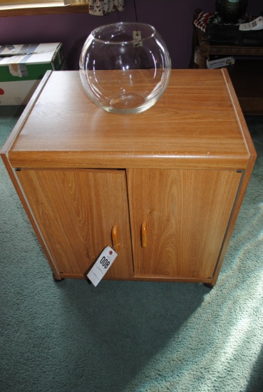 Microwave Stand approx. 25" wide by 27" tall by 19" deep, and fish bowl