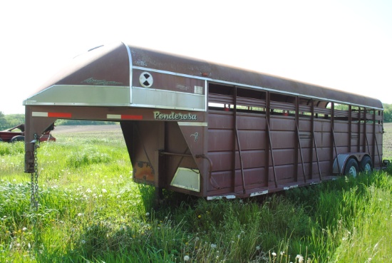 Aire Dyne Ponderosa Livestock Trailer, 24' long by 6' wide, tandem axle, 3-compartments in trailer,