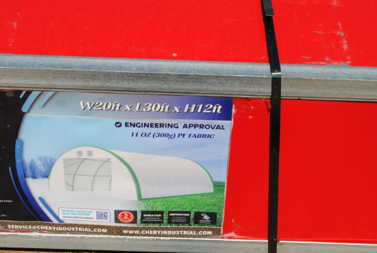 Chery Ind. 20'Wx30'Lx12'H Storage Shelter single-truss, shelter, zipper doo