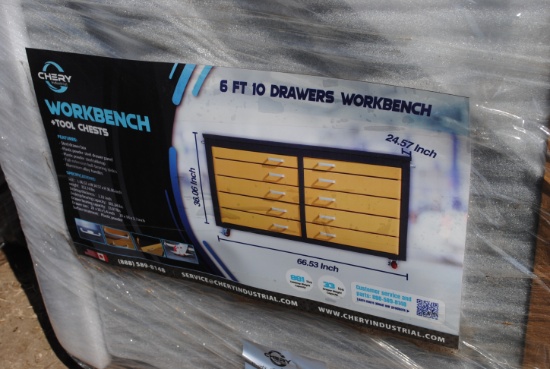 Chery Ind. 6', 10 drawer Workbench 30.06" tall, 66.53" wide, steel drawer b