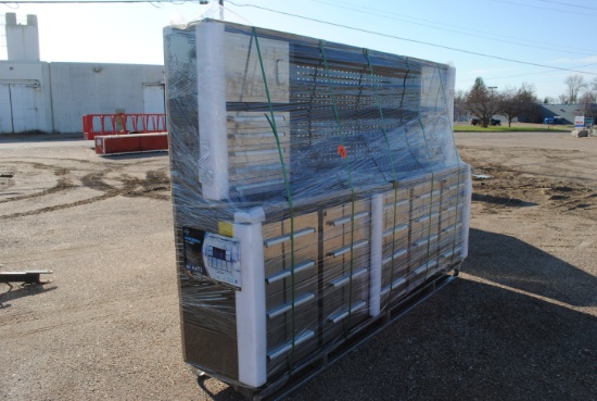 Unused 2025 H9.5 FT Work Bench with 30-drawers, drawers with lock and anti-slip inners, using new 3-