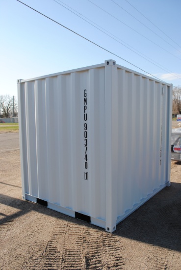 2025 8' Container with side door & window, double rear door, fork pockets, lockable, one time use