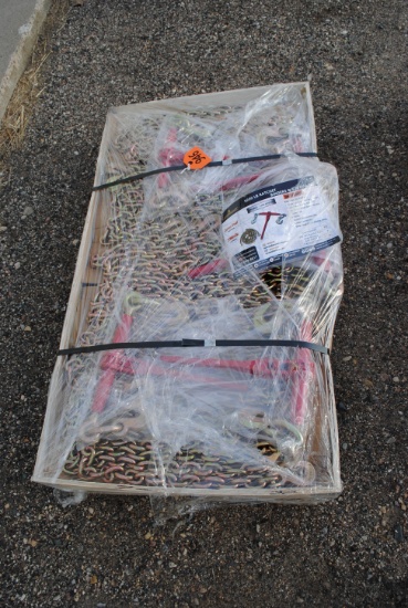 (5) 9200# Ratchet Binders & (10) G70 Chains 3/8"x20',  sell all to go as a set
