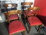 Chairs Wood Frame Red Cushion