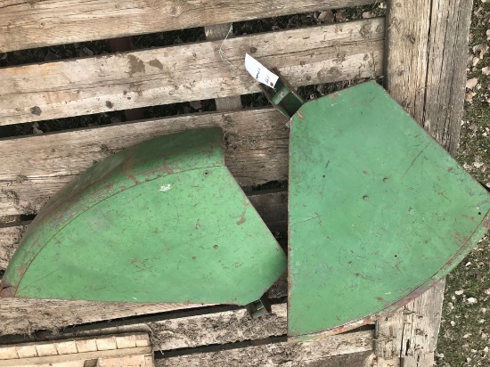 2 John Deere clamshell metal fenders. Fits 60-70 John Deere tractors.