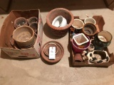 Various clay and plastic flower pots