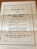 New idea model 8 spreader repair price list for Lot 133, new idea spreader company Coldwater Ohio