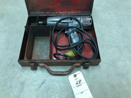 Heavy duty Milwakee 1/2'' electric impact wrench with metal case. Works well!