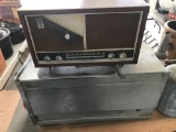 Older AM/FM countertop radio and galvanized/chrome flour bin - NO SHIPPING