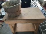 Wood bushel basket and shop bench 23'' W x 40'' L x 35'' H - NO SHIPPING