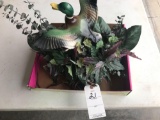 Lighted porcelain duck planter