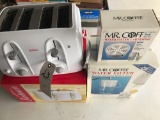 Sunbeam 4-place toaster, Mr. Coffee water filter and cartridge.