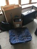 Large samsonite hard shell suitcase and travel case plus samsonite garment bag and 2 other