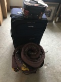 Large cloth suitcase, overnight case, and sleepingbag