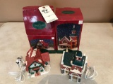 (2) lighted Christmas village Porcelain pieces , ( 