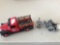 1/64 scale (2) Case cast iron steam engine tractor and IH McCormick Farmall Dodge truck w/stake box